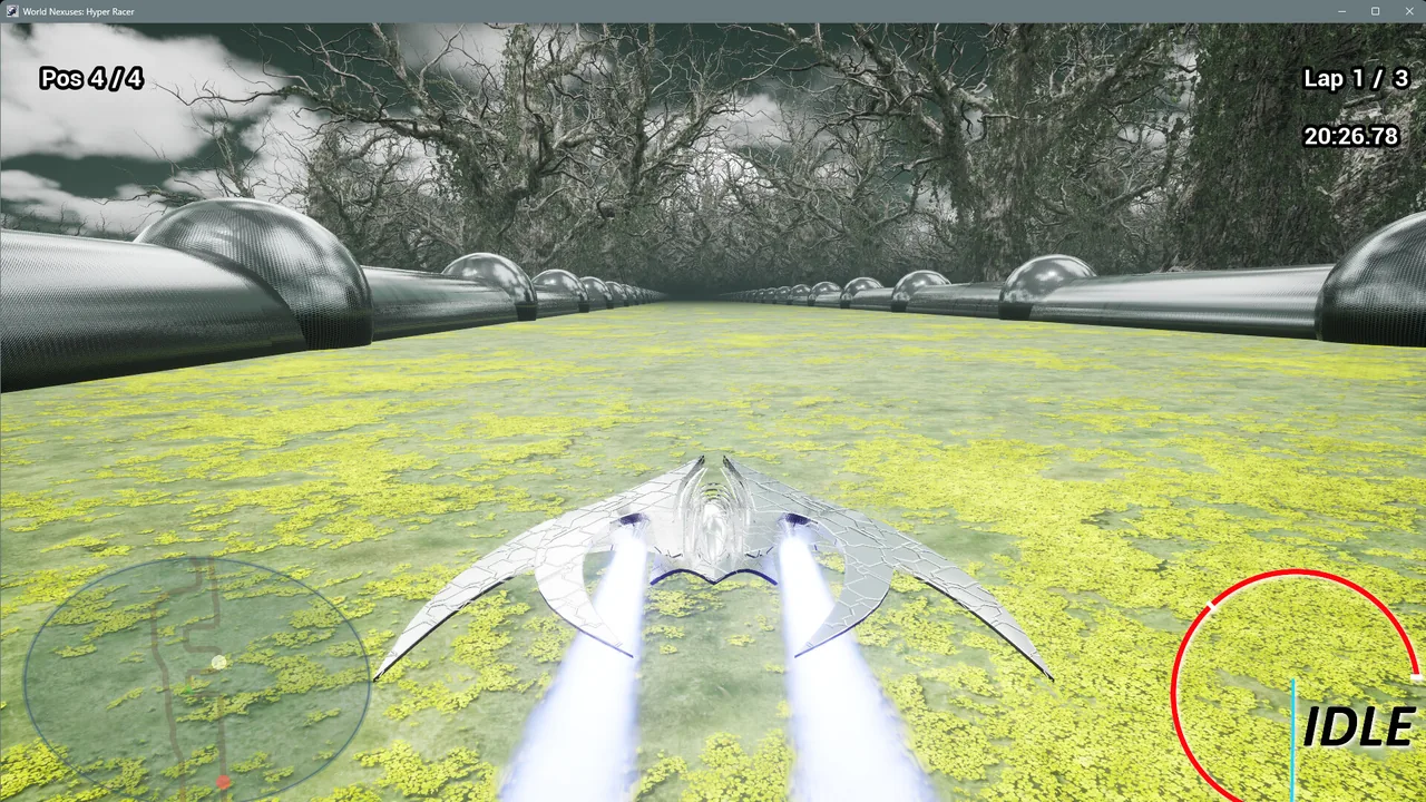 A close-up of a racing spacecraft's design in World Nexuses: Hyper Racer