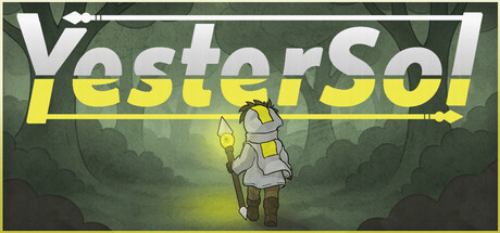 YesterSol key art showing Corin carrying a glowing spear through a dark forest