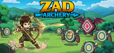 Key art showing the archer firing arrows at a row of target-shaped monsters in a green valley