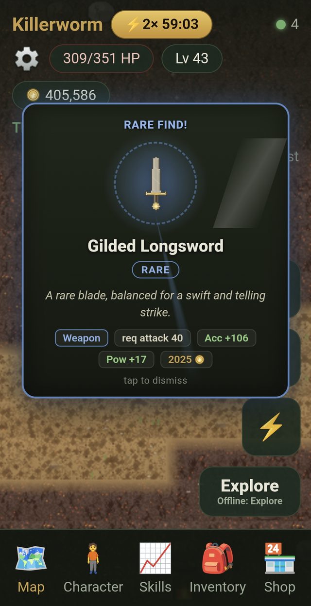 A rare Gilded Longsword drop